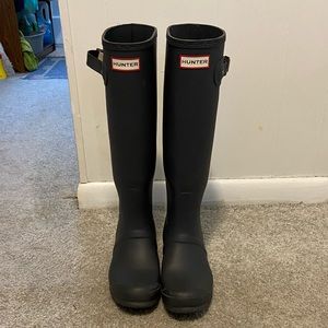 tall dark gray hunter boots